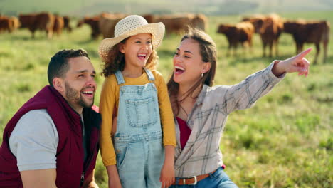 Happy-family-bonding-on-a-cattle-farm,-happy