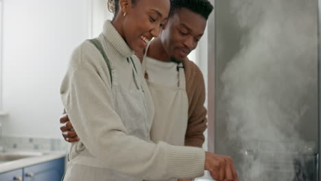 Love,-health-and-black-couple-cooking-food