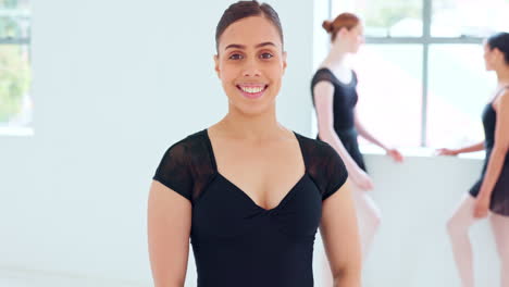 Portrait,-ballet-dancer-and-woman-with-smile