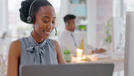 Black-woman,-computer-sales-and-call-center