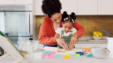 Cookie-cutter,-mother-and-daughter-in-kitchen