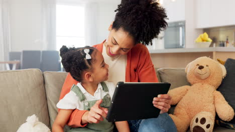 Tablet,-learning-and-black-family-on-education-app