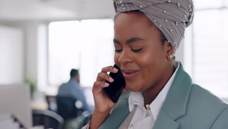 Black-woman,-phone-call-and-talking