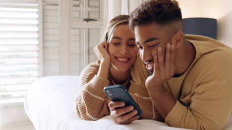 Indian-couple,-relax-and-bonding-with-phone