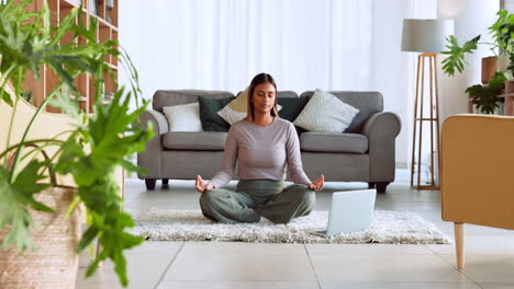 Woman,-home-meditation-and-zen-wellness-breathing