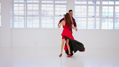 Music,-dance-and-couple-in-a-salsa-studio