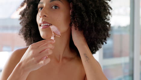 Black-woman-beauty,-face-massage