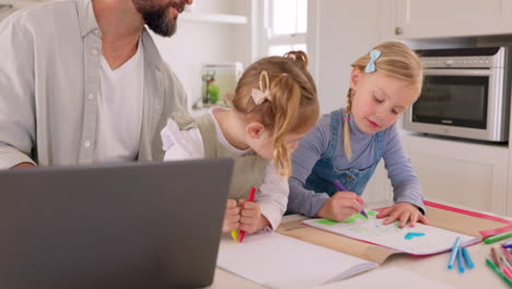 Kinder,-Familie-Und-Lernen-Mit-Mädchen-Beim-Zeichnen