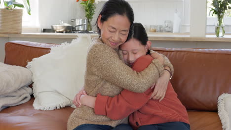 Love,-hug-and-mother-and-daughter-on-sofa