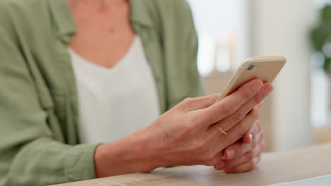 Hands,-phone-and-woman-texting