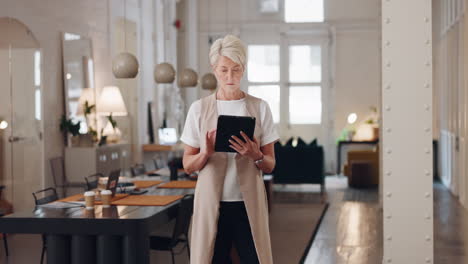 Senior,-woman-and-tablet-for-a-creative-agency