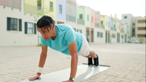 Fitness,-push-up-and-man-in-street-of-city