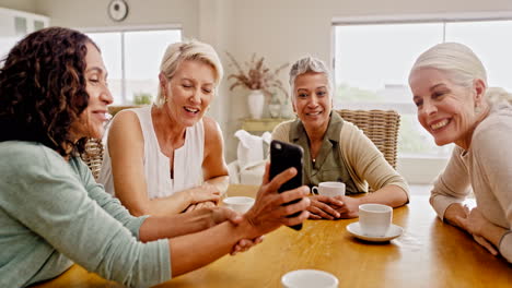 Phone,-senior-women-and-discussion-with-friends