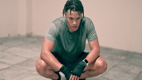 Hombre-Negro,-Fitness-Y-Respiración-De-Boxeador