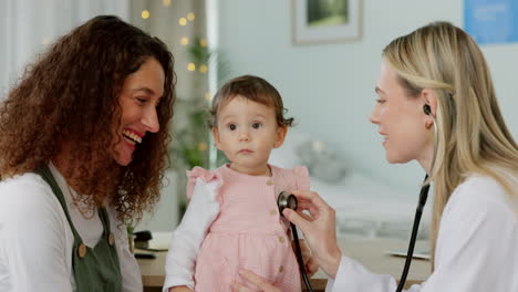 Stethoscope,-healthcare-and-doctor-with-baby