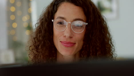 Business-woman,-laptop-and-glasses-for-reading