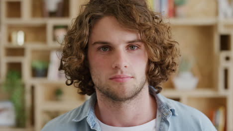 Face,-front-and-man-with-curly-hair-on-creative