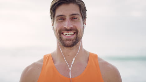 Fitness,-man-and-face-smile-with-earphones