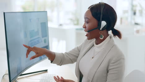 Headset,-call-center-and-black-woman-customer