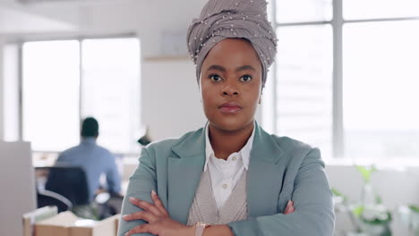 Mujer-Negra,-Líder-Y-Retrato-De-Empresa