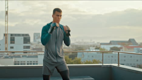 City,-fitness-and-boxer-training-on-rooftop