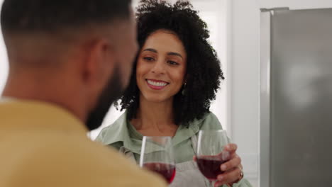 Black-couple,-kitchen-and-cooking-with-wine
