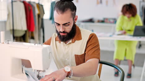 Sewing-fabric,-male-designer
