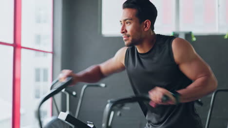 Strong-man,-gym-air-bike-and-cardio-training