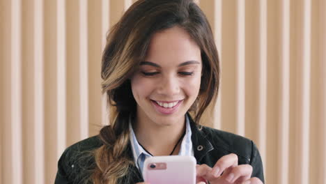 Woman,-smile-and-smartphone-for-social-media