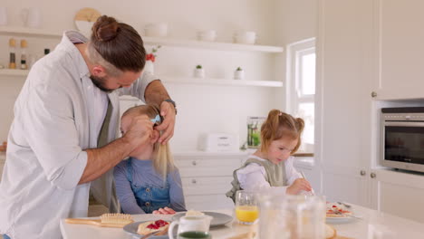 Familie,-Kinder-Und-Frühstück-Mit-Papa