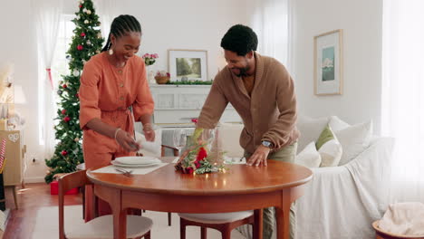 Christmas,-black-people-and-prepare-table
