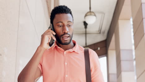 Phone-call,-communication-and-black-man-in-city