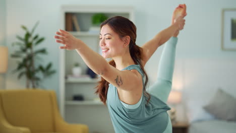 Woman,-yoga-or-fitness-in-house-living-room