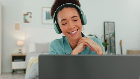 Black-woman,-smile-and-laptop-on-video-call