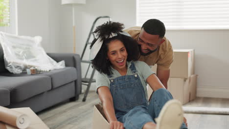 Black-couple,-real-estate-and-fun-moving-into-new