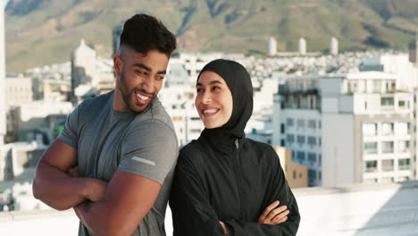 Fitness,-Stadt-Und-Muslimisches-Paar