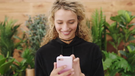 Phone,-happy-and-woman-networking-on-social-media