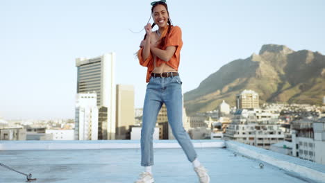 Woman,-dancer-and-rooftop-for-hip-hop