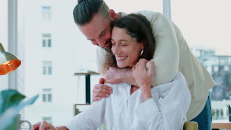 Love,-home-couple-and-surprise-hug-from-romantic