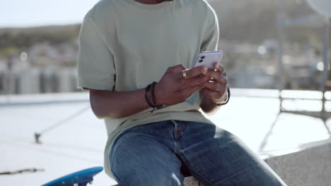 Happy,-black-man-and-phone-of-a-person-outdoor
