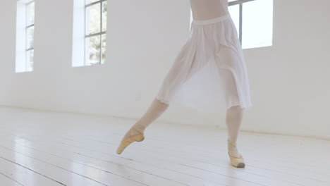 Dancing,-dancer-and-ballet-woman-feet-in-studio