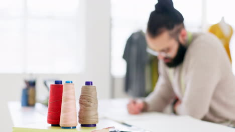 Thread,-fashion-designer-and-man-drawing-idea