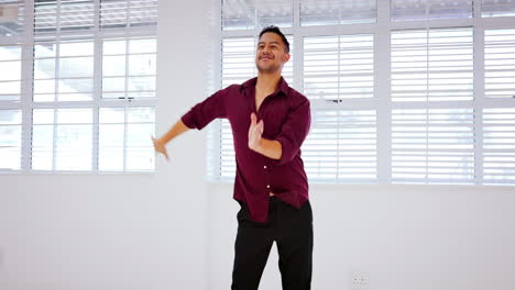 Man-dancing,-salsa-and-dancer-in-studio
