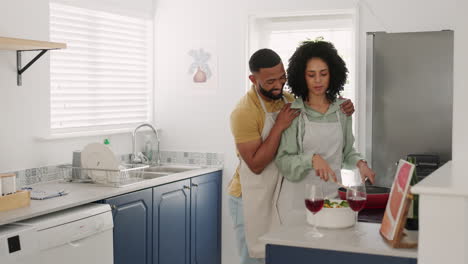 Love,-kitchen-and-happy-couple-cooking-together
