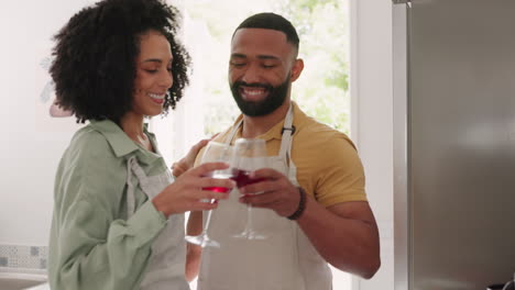 Happy-black-couple,-kitchen