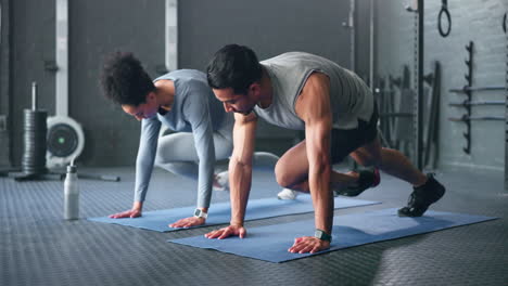 Couple,-fitness-and-gym-workout-of-training