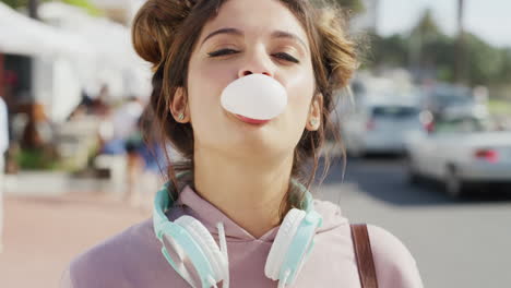 Fashion,-summer-and-face-of-girl-with-bubble-gum