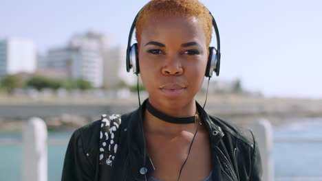 Face,-front-and-headphones-for-music-with-a-woman