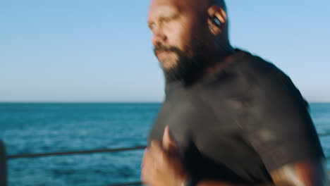 Fitness,-exercise-or-black-man-running-with-music