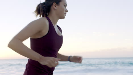 Fitness,-exercise-or-woman-running-at-beach
